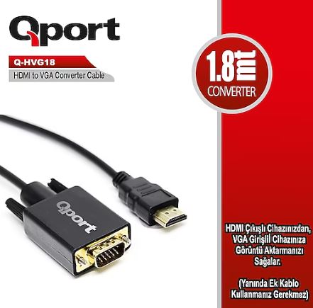 QPORT HDMI TO VGA CONVERTER CABLE Q-HVG18 KABLO