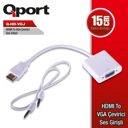 QPORT Q-HD-VGJ VGA to HDMI KABLO DÖNÜŞTÜRÜCÜ