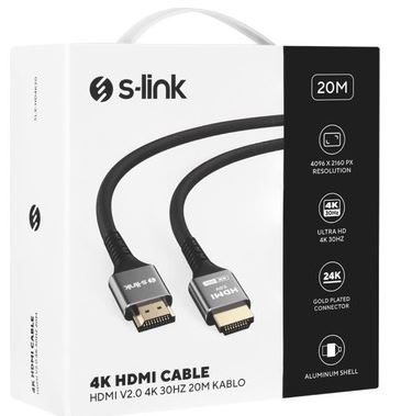 S-LİNK HDMI 4K CABLE V2.0 20M KABLO