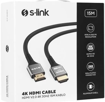 S-LİNK HDMI TO HDMI 15M METAL V2.0 4K 30HZ KABLO