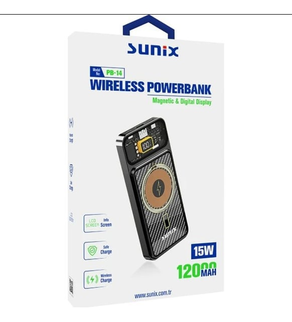 Sunix Pb-14 12000 Mah Powerbank Kablosuz Şarj 