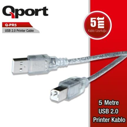 QPORT USB 2.0 PRİNTER CABLE 5 METERS YAZICI KABLOSU